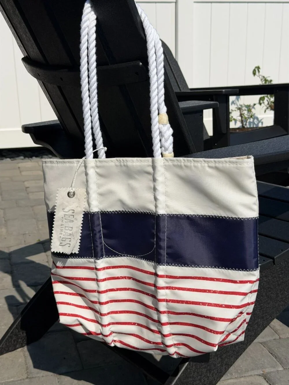 NWT Maine Seabags Red Mariner Stripe Handbag Tote BESTSELLER